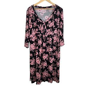 Motherhood Maternity floral midi maxi dress long sleeve pink stretch size XL